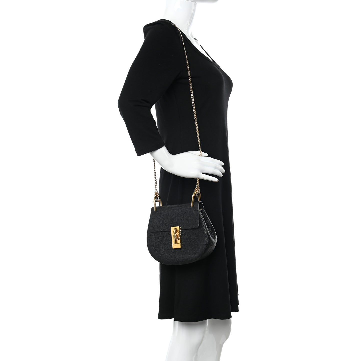 Grained Lambskin Mini Drew Shoulder Bag Black