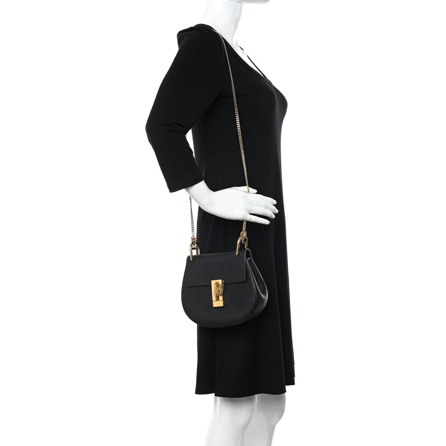 Chloe Grained Lambskin Mini Drew Shoulder Bag Black 2 of 12