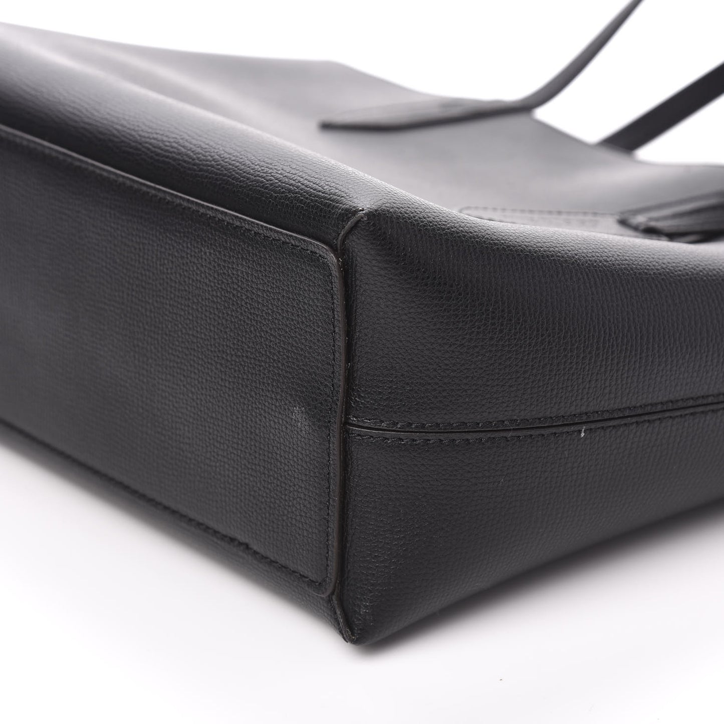 Grainy Calfskin Haymarket Check Medium Reversible Tote Black
