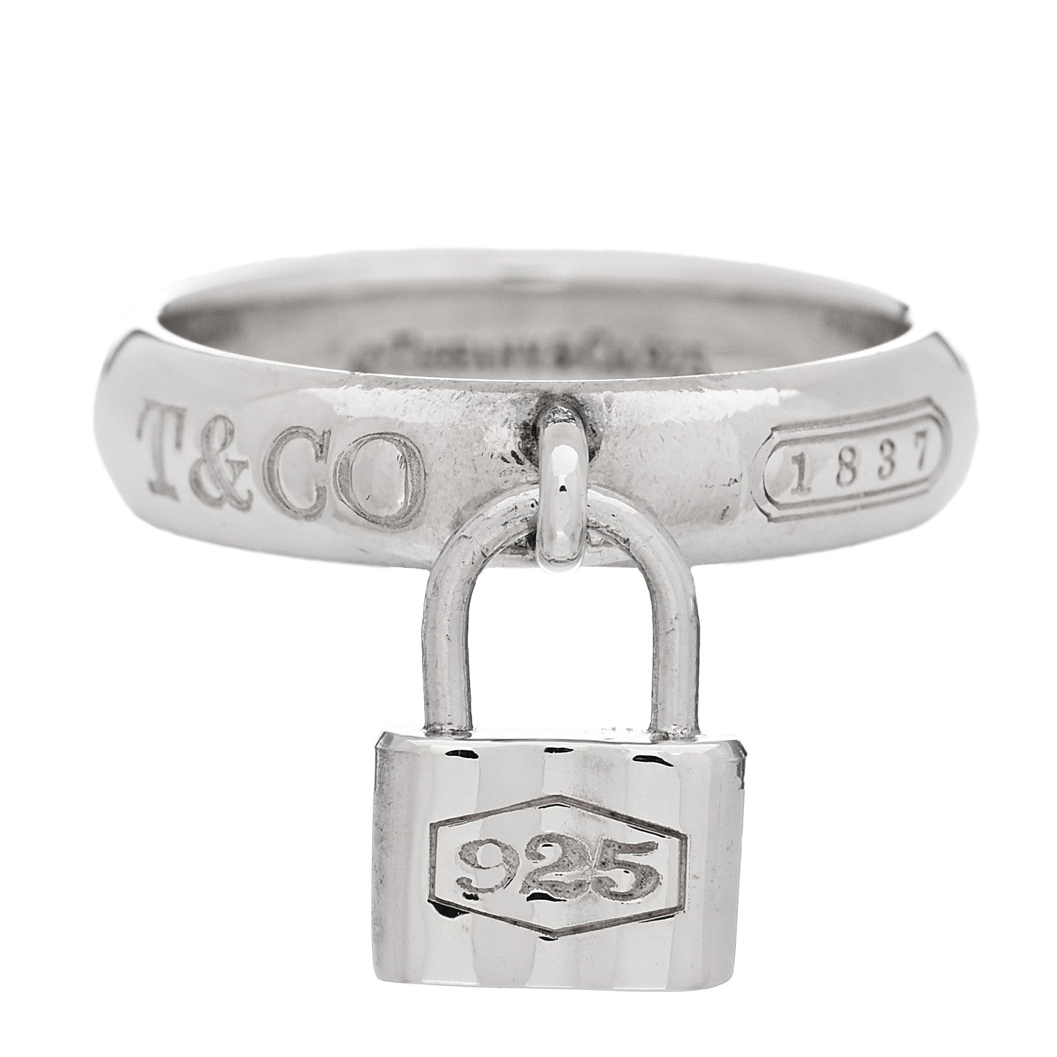 Tiffany Sterling Silver 1837 Lock Charm Ring 49 5 1 of 6