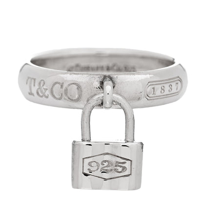 Tiffany Sterling Silver 1837 Lock Charm Ring 49 5 1 of 6