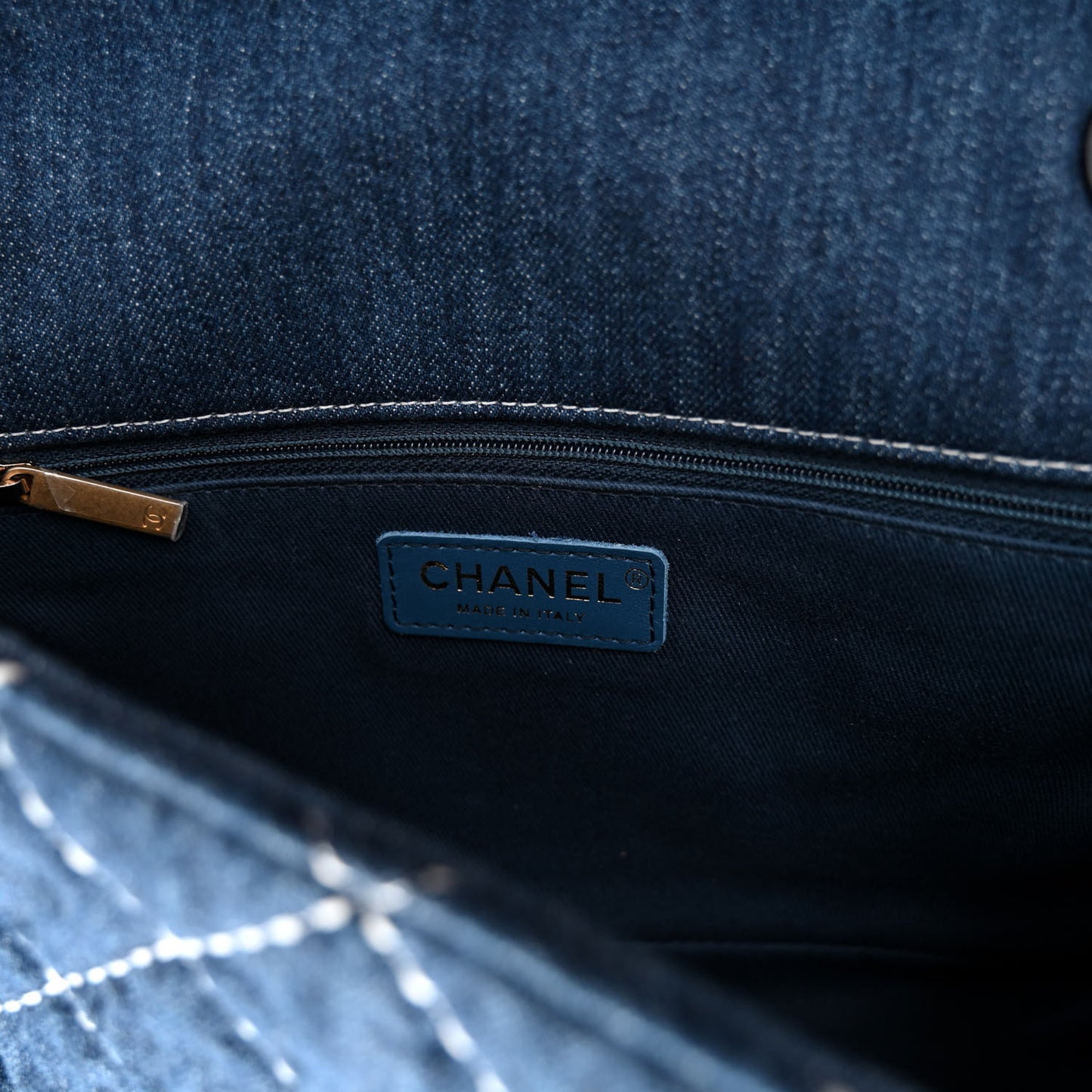 Denim Quilted Medium Denim Trip Single Flap Blue