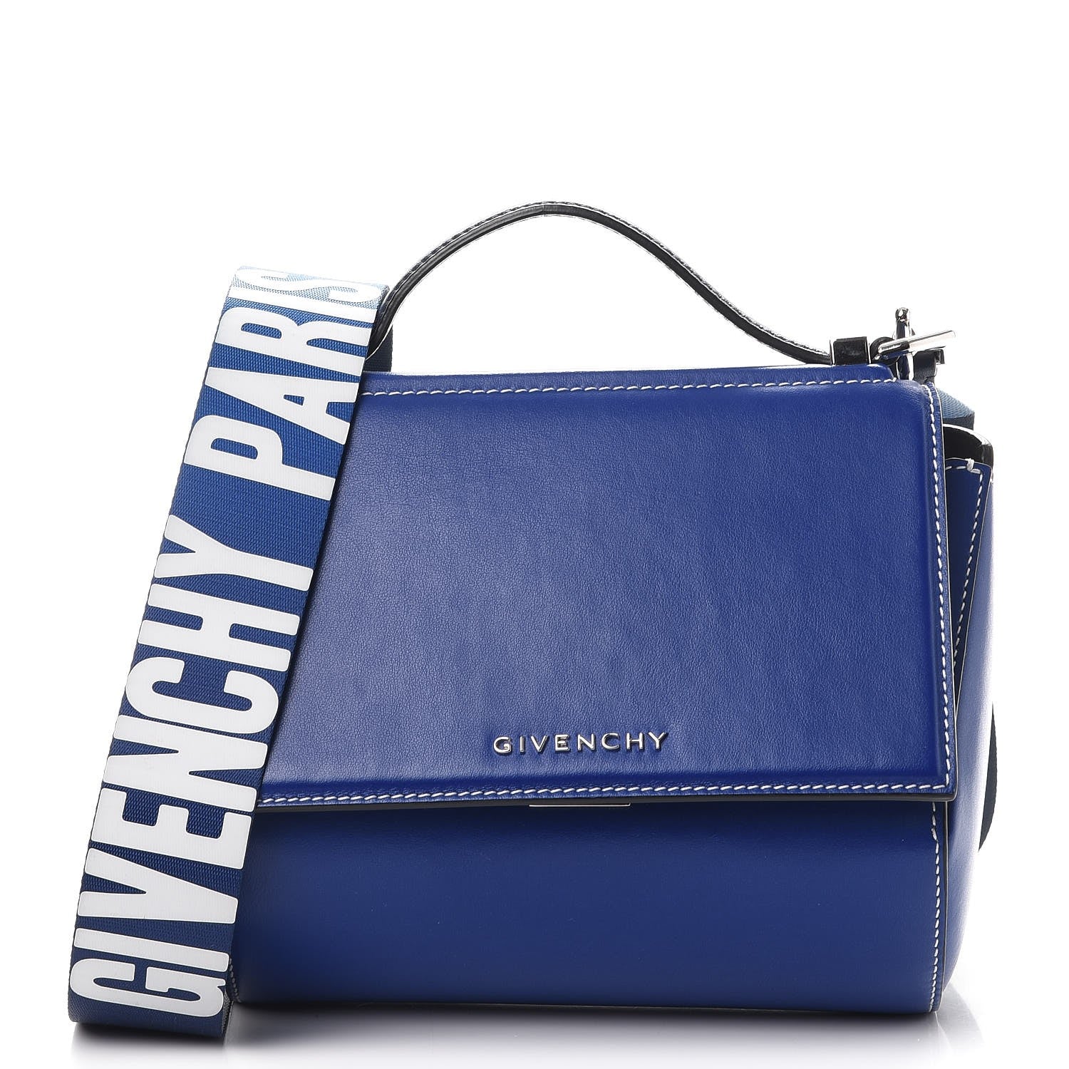 Givenchy Calfskin Mini Pandora Box Logo Strap Crossbody Bag Moroccan Blue 1 of 7
