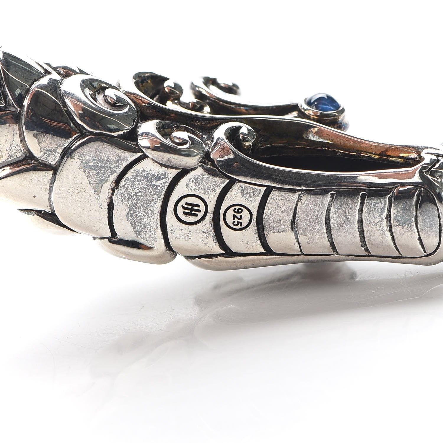 John Hardy Sterling Silver Black Blue Sapphire Legends Naga Dragon Choker Necklace 4 of 6