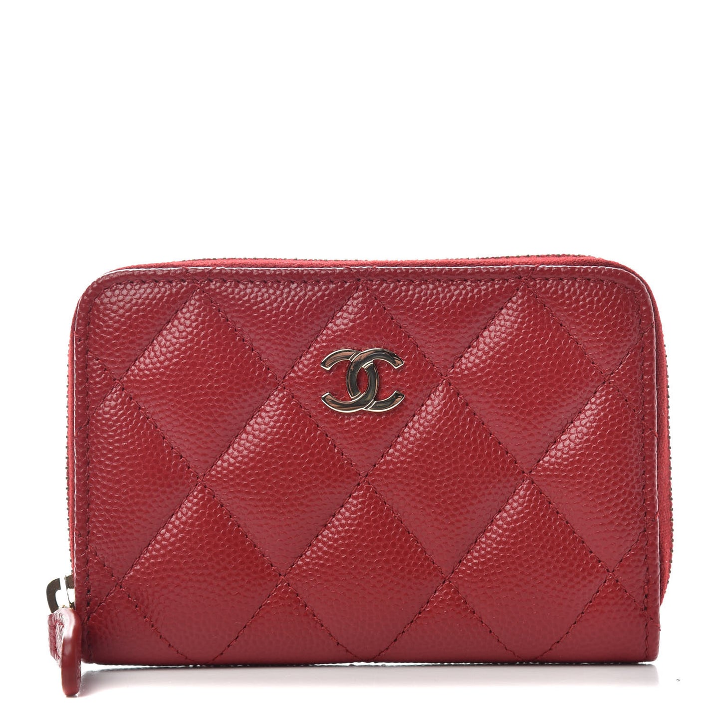 Caviar Quilted Zip Coin Purse Red