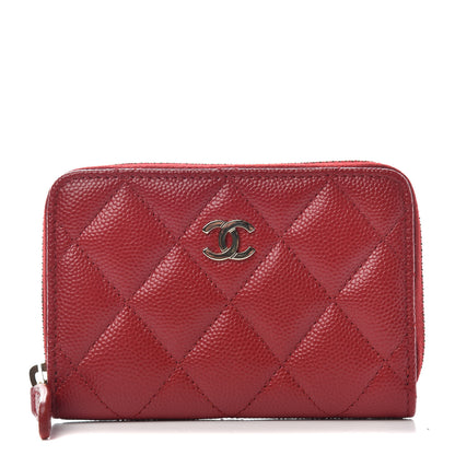 Chanel Caviar Quilted Zip Coin Purse Red 1 of 8