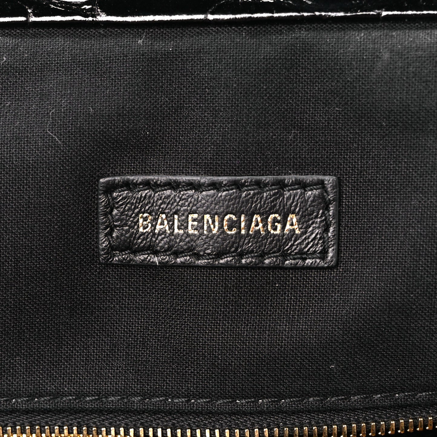 Shiny Supple Calfskin Logo Crocodile Embossed Cloud Crossbody Bag Black White