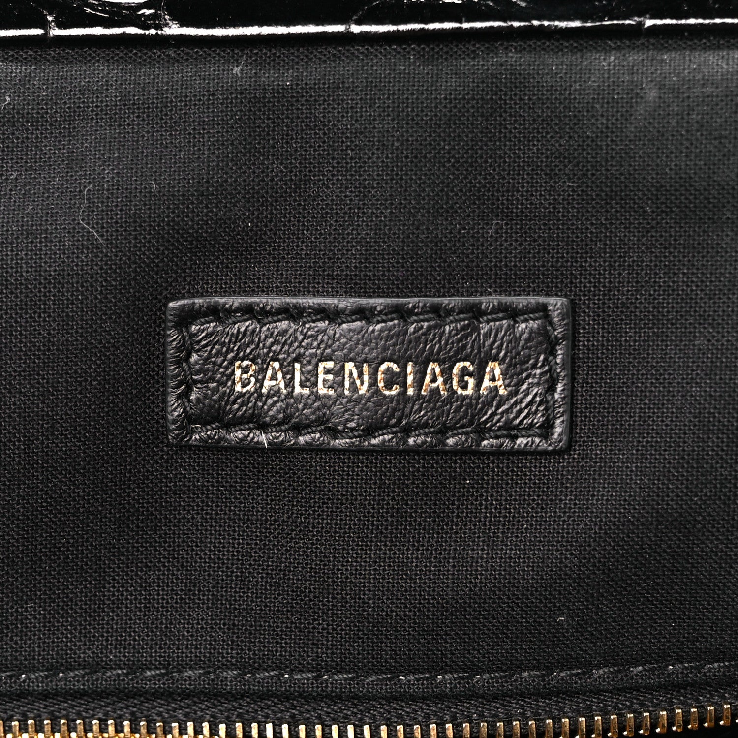 Balenciaga Shiny Supple Calfskin Logo Crocodile Embossed Cloud Crossbody Bag Black White 6 of 11