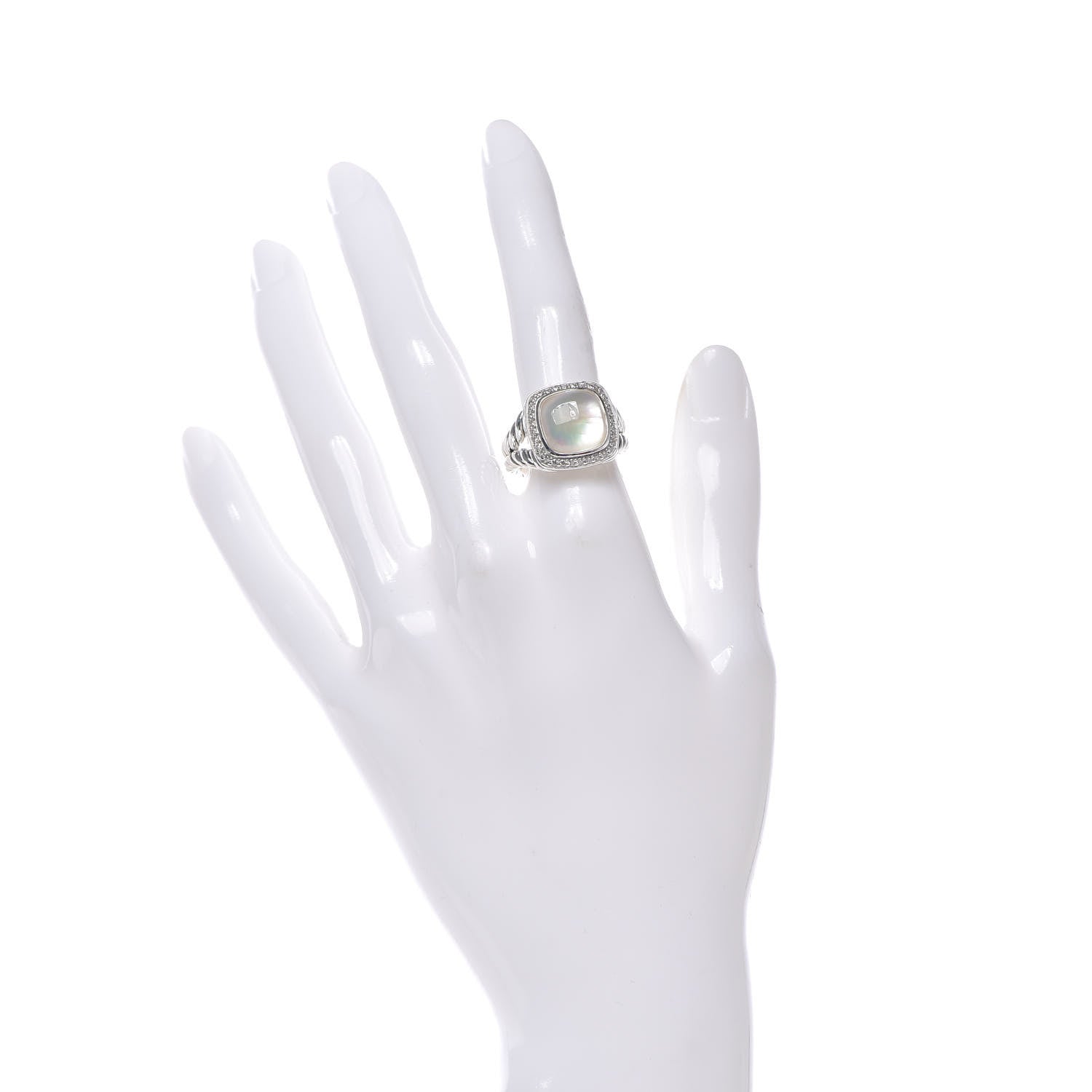 David Yurman Sterling Silver Diamond Mother of Pearl 11mm Albion Ring 52 6 2 of 6
