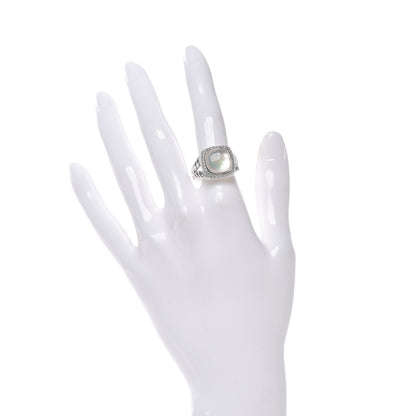 David Yurman Sterling Silver Diamond Mother of Pearl 11mm Albion Ring 52 6 2 of 6