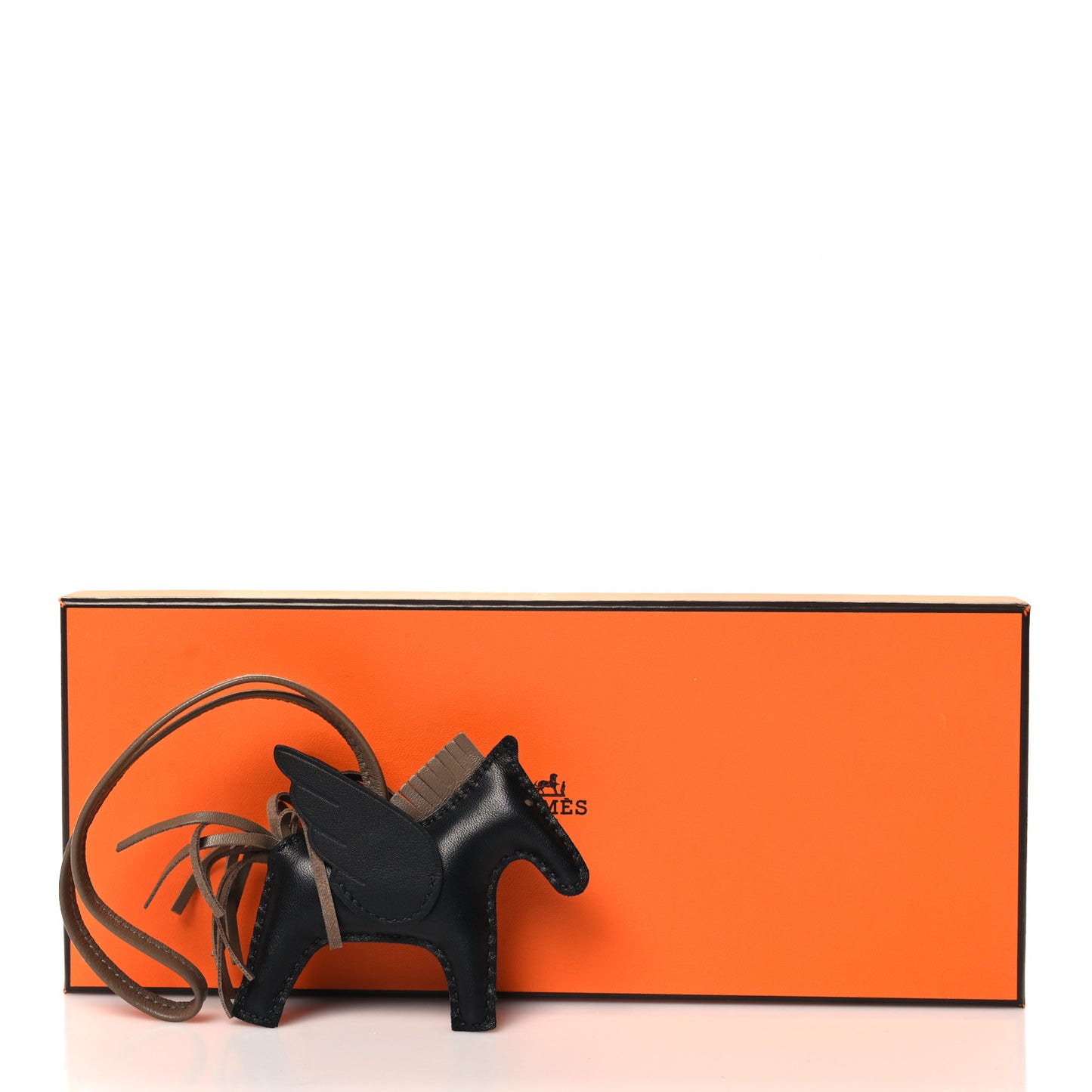 Milo Lambskin Grigri Rodeo Pegase Horse Bag Charm PM Black Etoupe