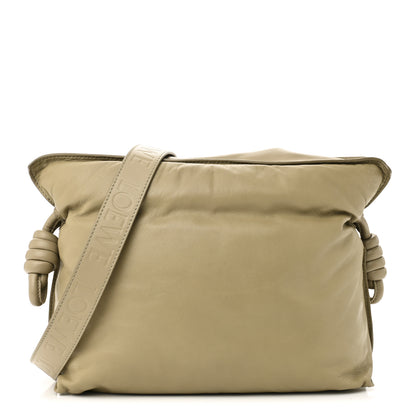Loewe Shiny Nappa Lambskin Puffer Flamenco Knot Clutch Clay Green 1 of 9