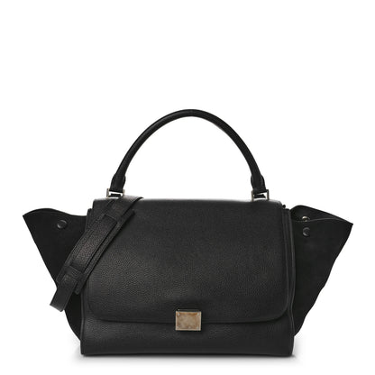 Celine Drummed Calfskin Suede Medium Trapeze Black 1 of 8