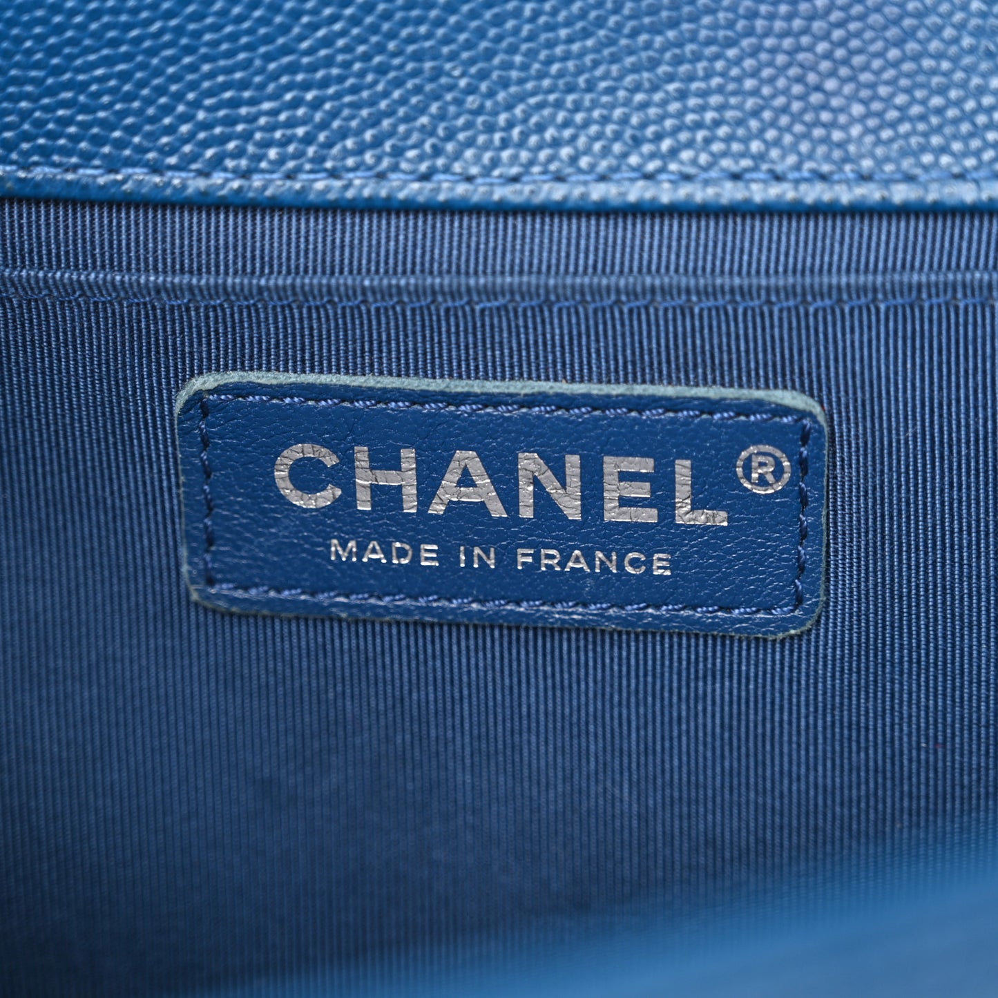 Caviar Quilted Medium Boy Flap Blue