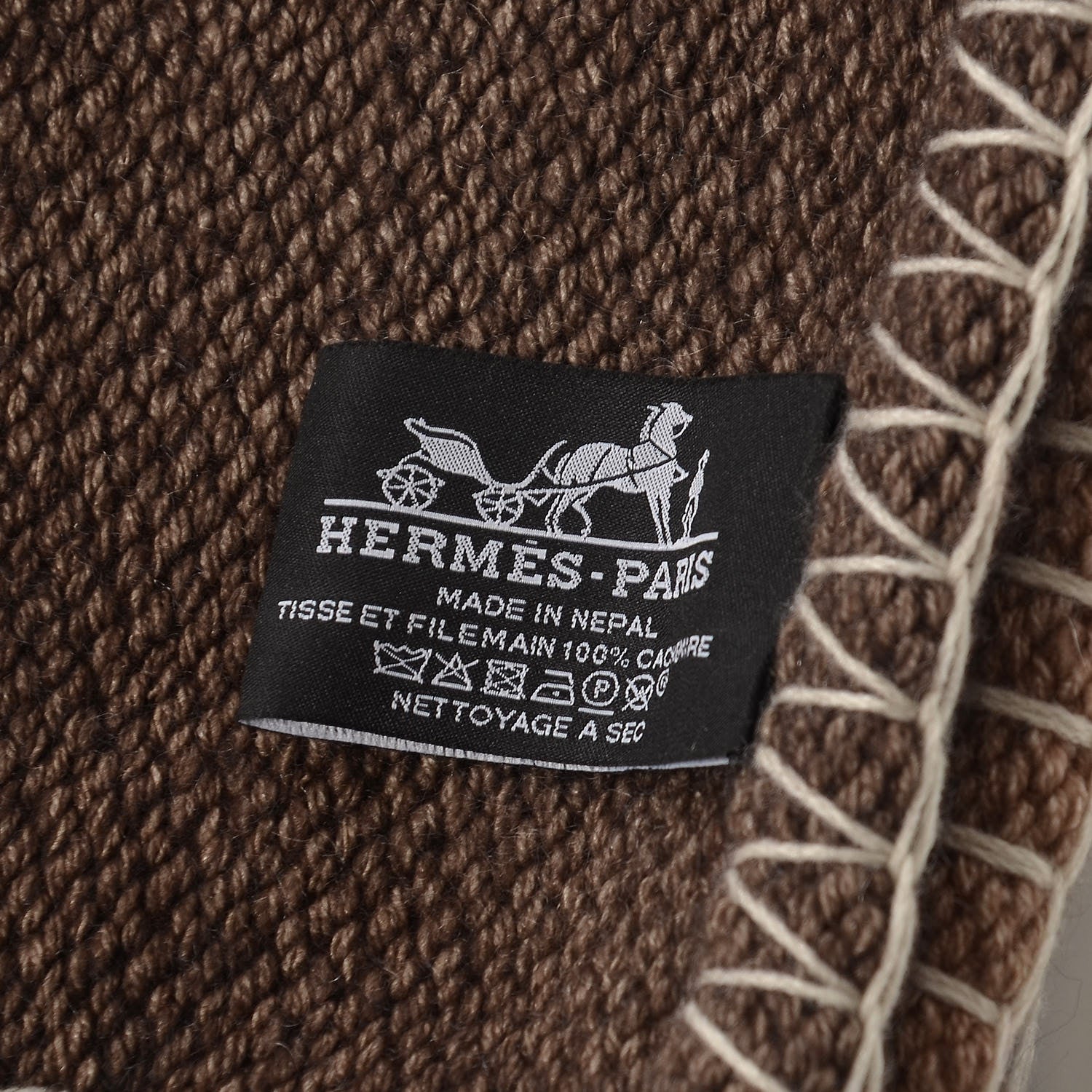 Hermes Cashmere Tangram Avalon Blanket Sable Galet 4 of 4