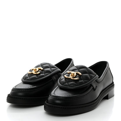 Chanel Lambskin Quilted CC Turnlock Loafers 36 Black 3 of 9