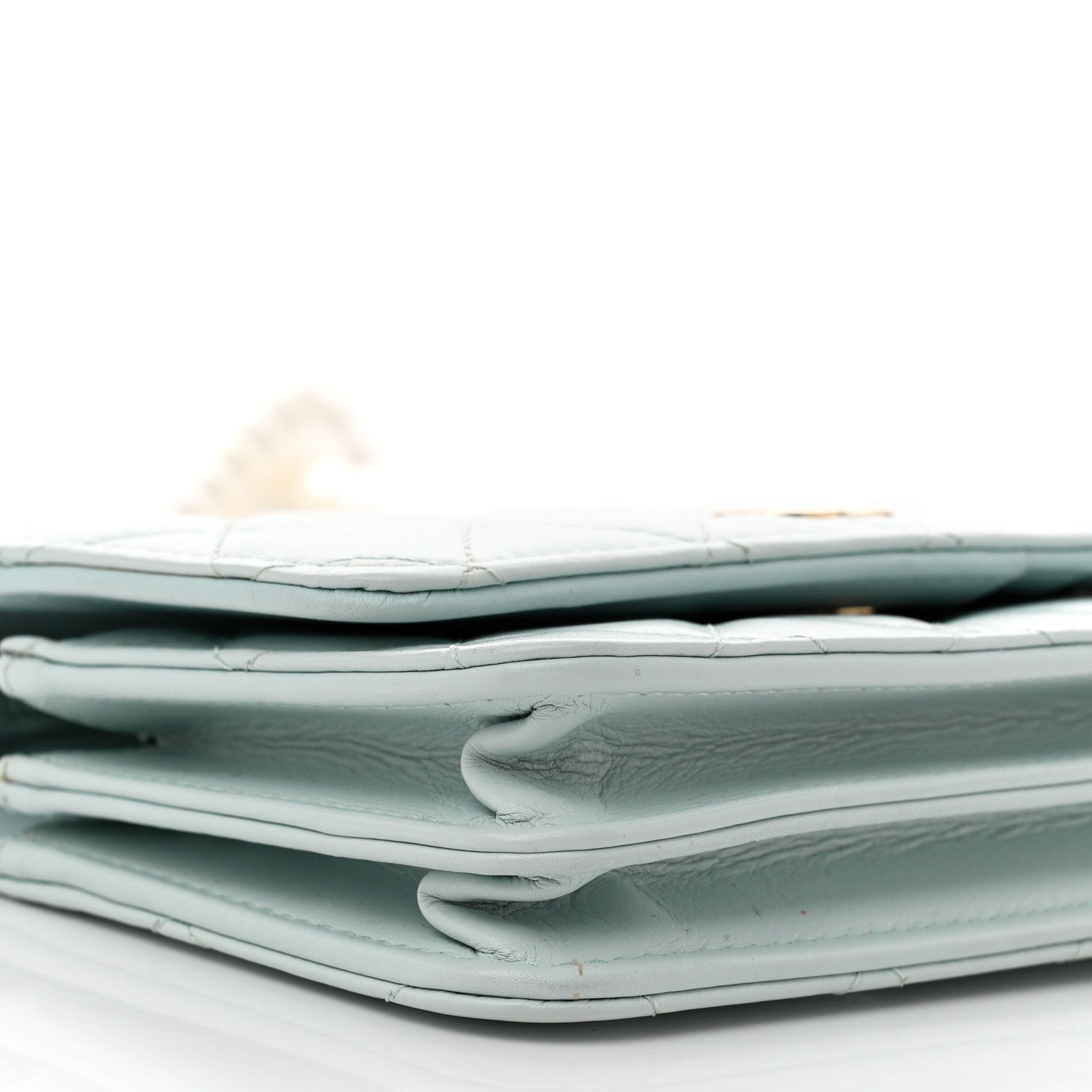 Chanel Calfskin Quilted Mini Maxi Pearls Wallet On Chain WOC Light Blue 9 of 10