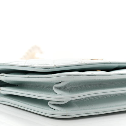 Chanel Calfskin Quilted Mini Maxi Pearls Wallet On Chain WOC Light Blue 9 of 10