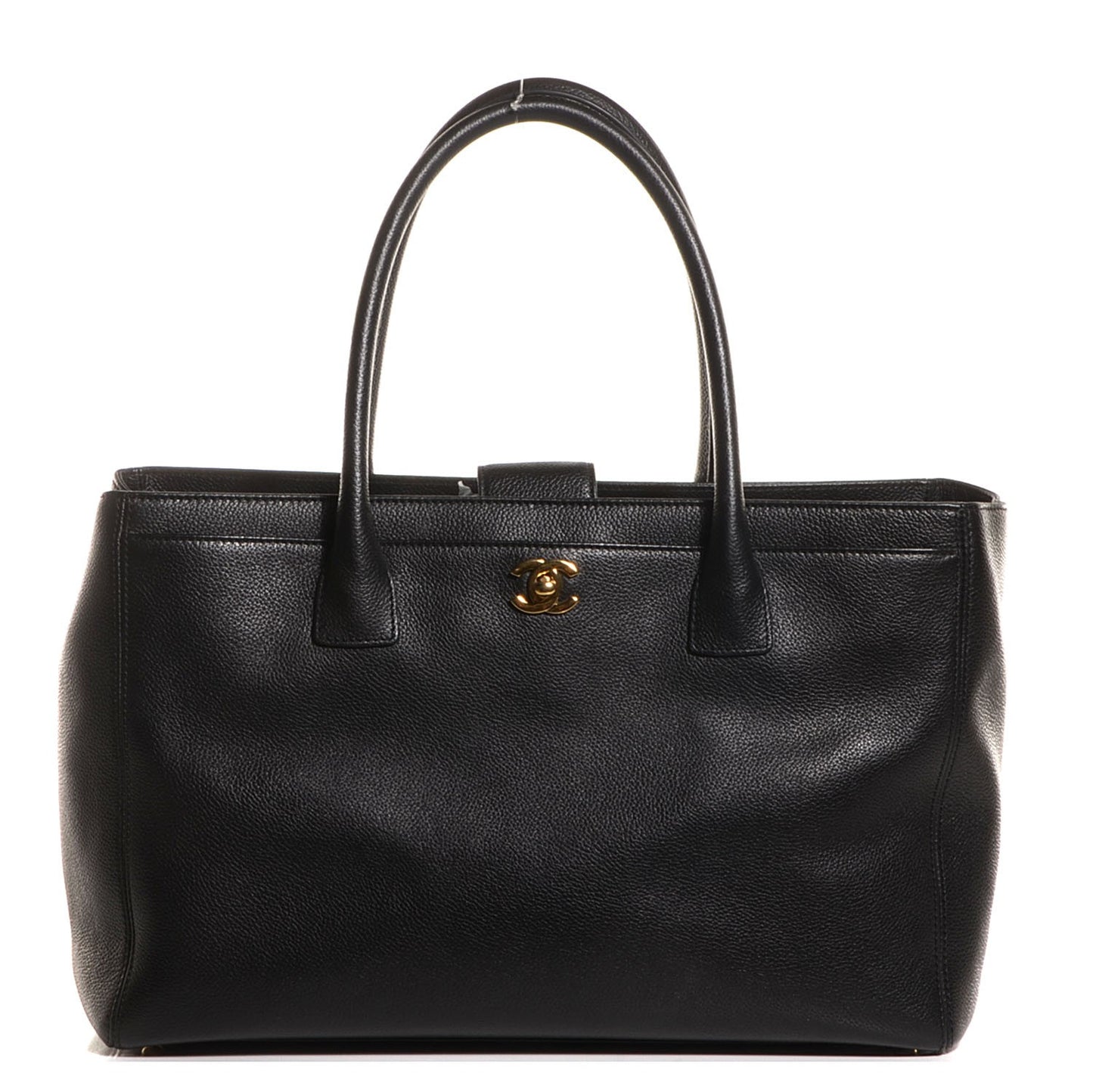 Calfskin Cerf Executive Shopper Tote Black