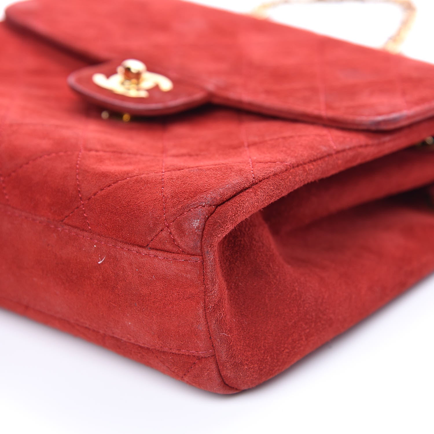 Chanel Suede Quilted Mini Square Flap Red 11 of 17