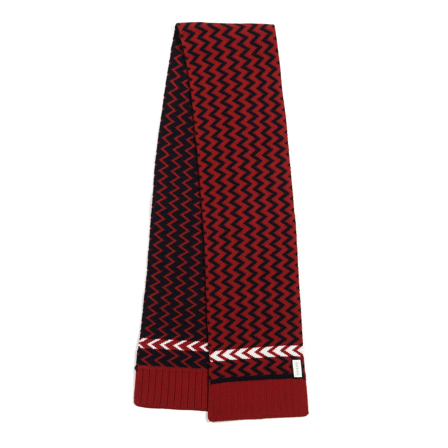 Wool Zigzag Scarf White Red Blue
