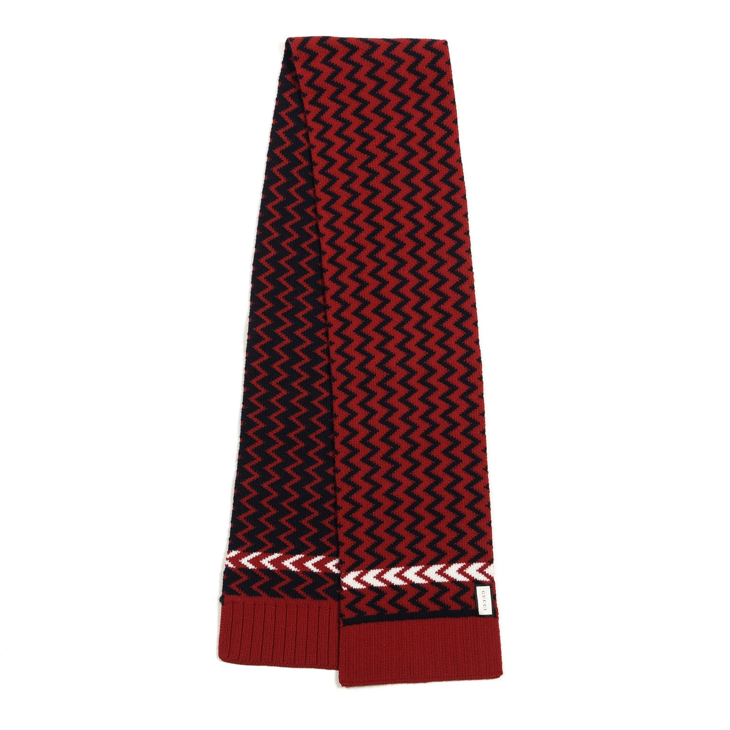 Gucci Wool Zigzag Scarf White Red Blue 2 of 4