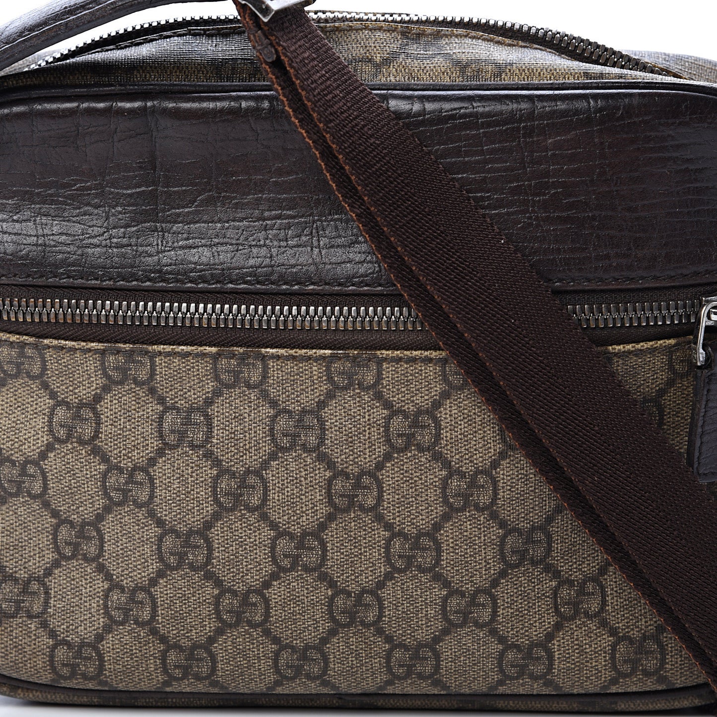 GG Plus Monogram Shoulder Bag Dark Brown
