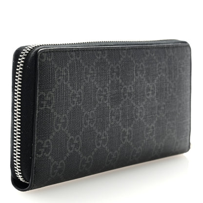 Gucci GG Supreme Monogram Kingsnake Zip Around Wallet Black Grey 3 of 6