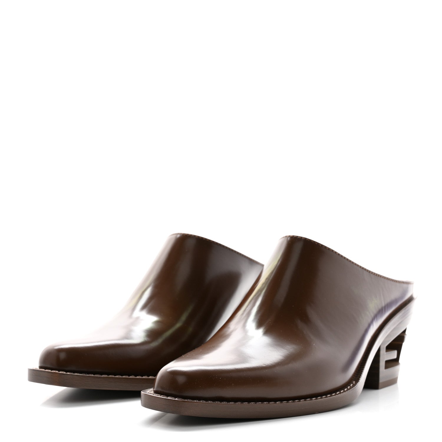 Fendi Vitello Abrasivato FF Cut Mules 37 Cuoio 3 of 9