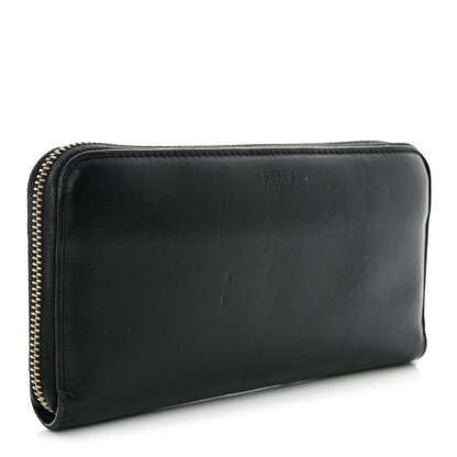 Fendi Vitello Century Metal Monster Eyes Zip Around Wallet Black 3 of 11