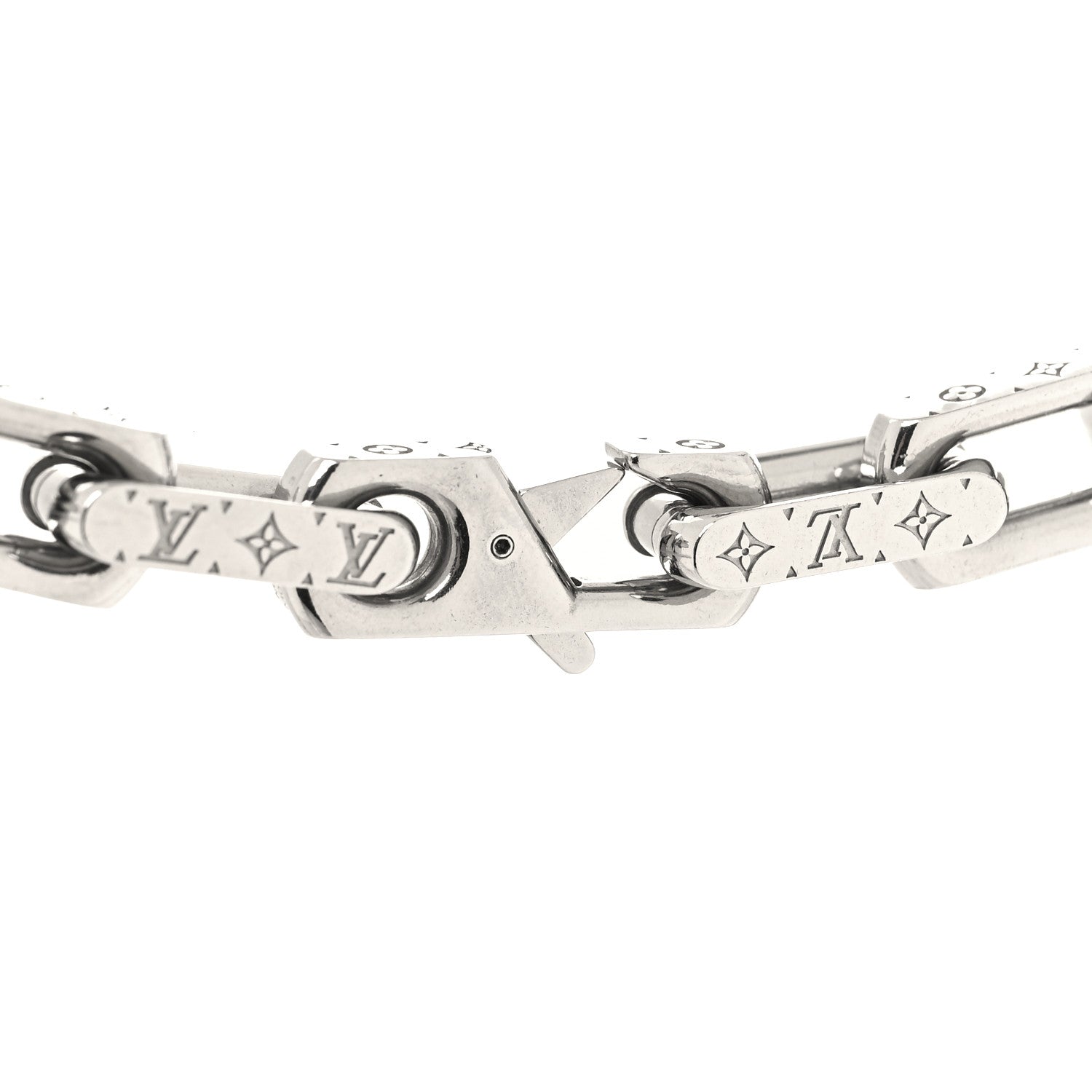 Louis Vuitton Monogram Chain Necklace Silver 4 of 5