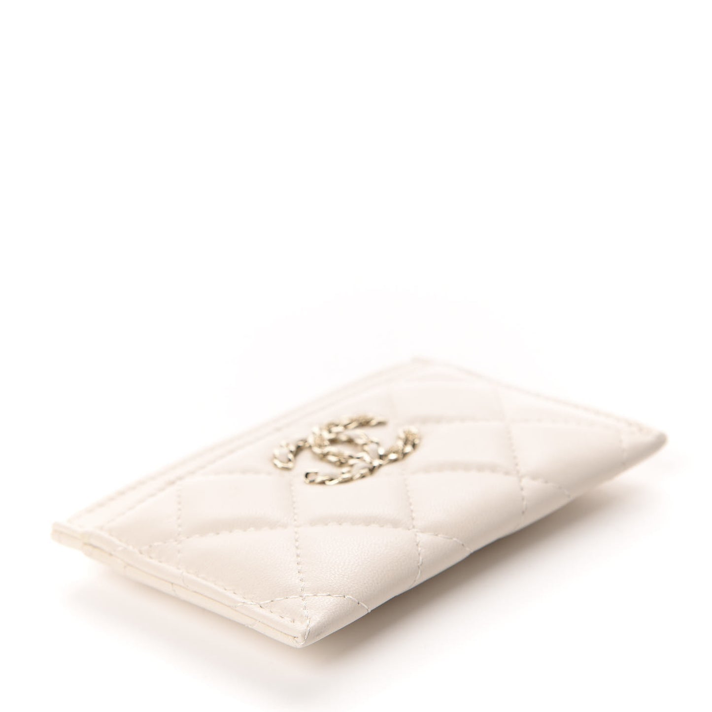 Goatskin Quilted French New Wave Card Holder Ivory