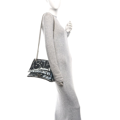 Balenciaga Agneau Arena Graffiti Medium Crush Chain Bag Black White 2 of 10