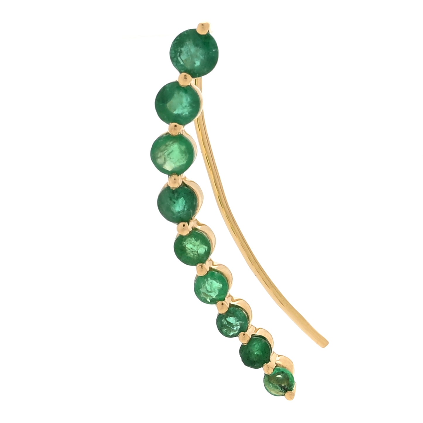 18K Yellow Gold Emerald Single Floating Earring
