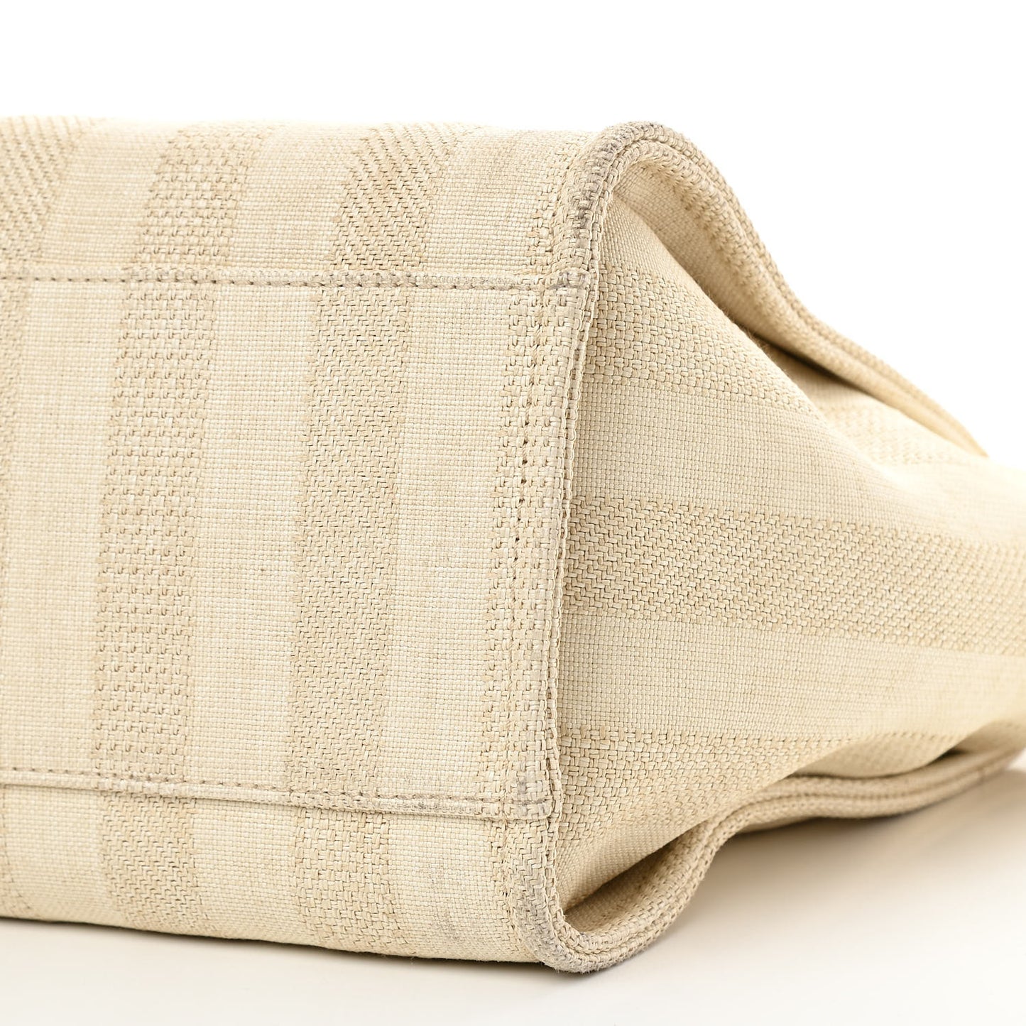 Mixed Fibers Striped Medium Deauville Tote Beige