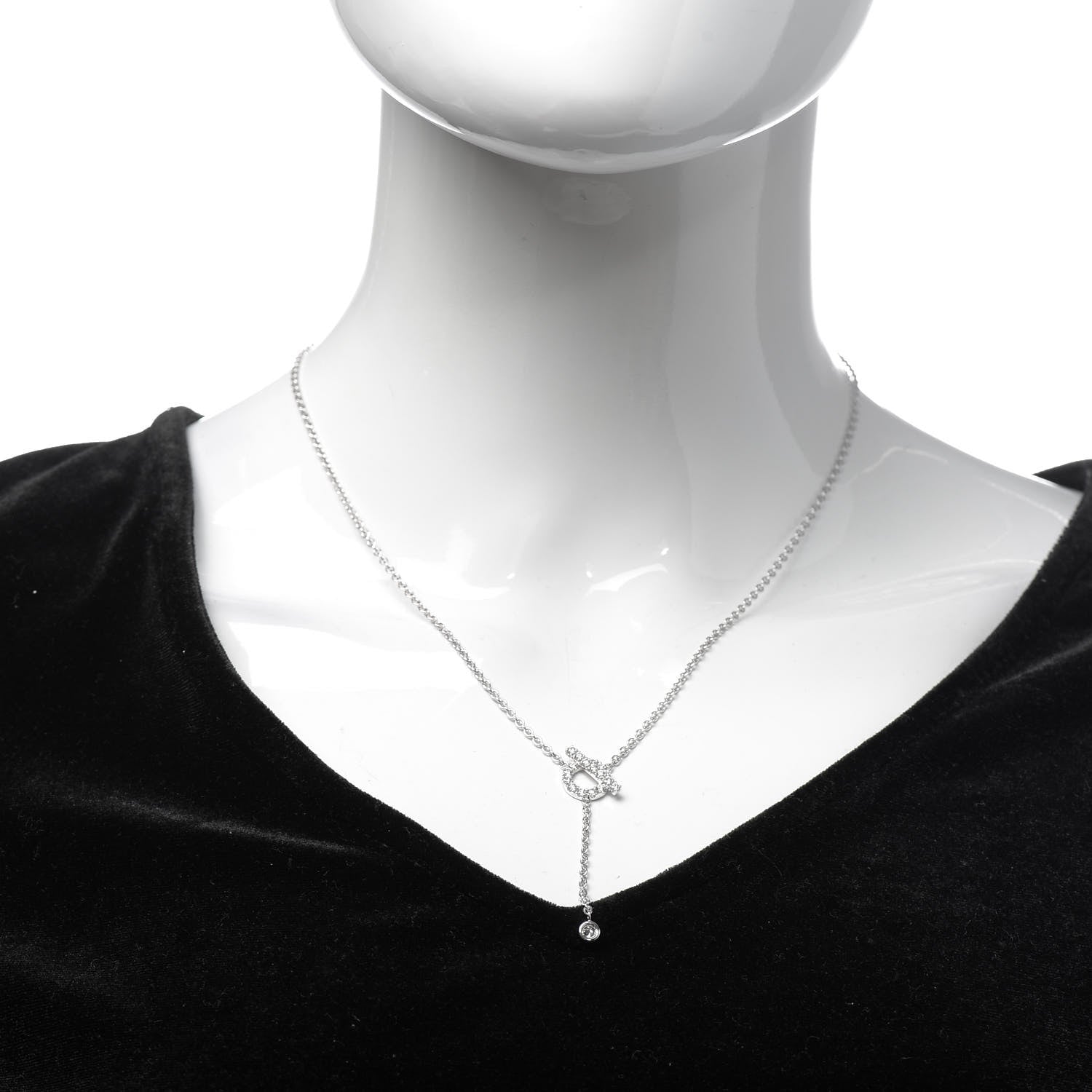 Hermes 18K White Gold Diamond Finesse Lariat Necklace 2 of 5