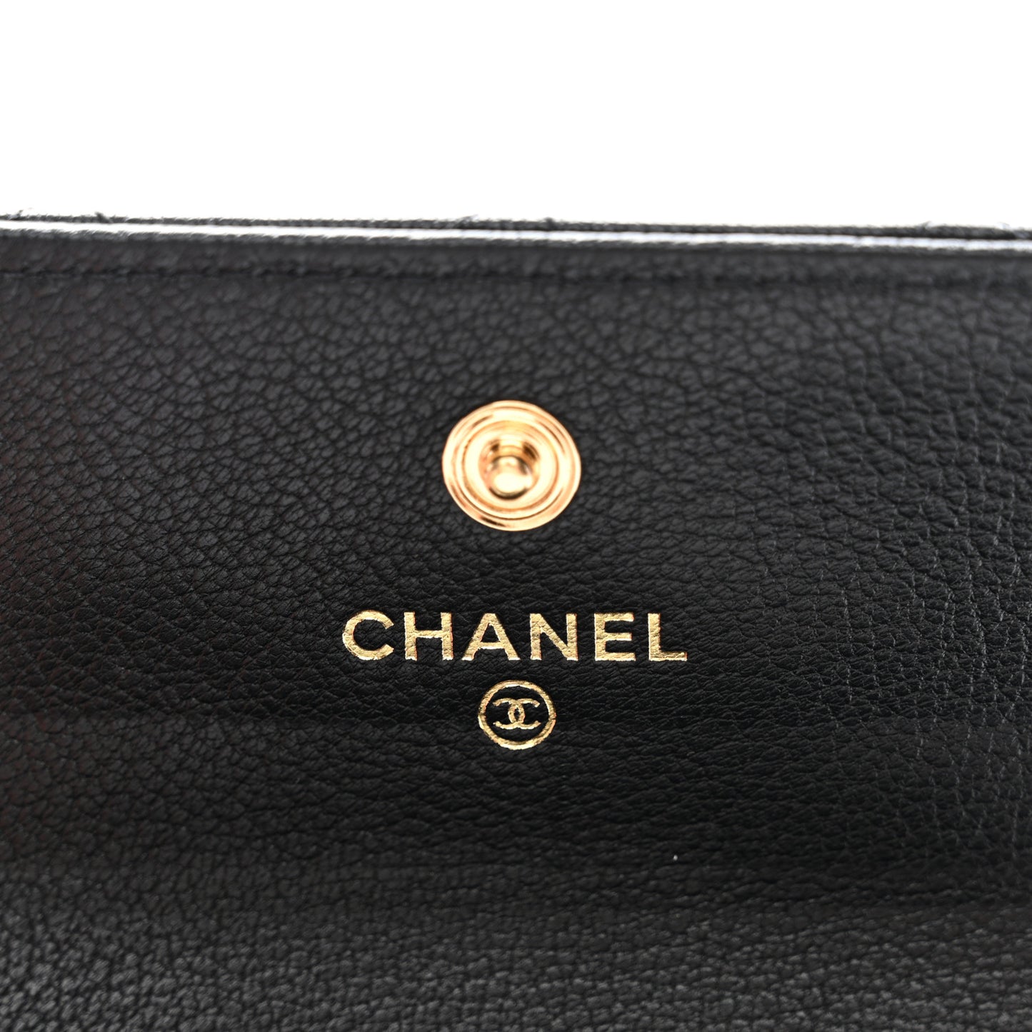 Goatskin Quilted Flap Card Holder Black