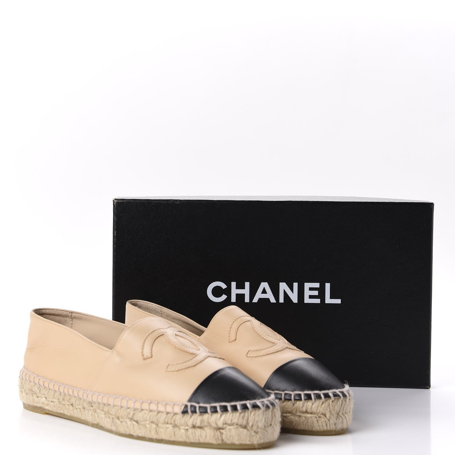 Chanel Lambskin CC Espadrilles 37 Beige Black 11 of 11