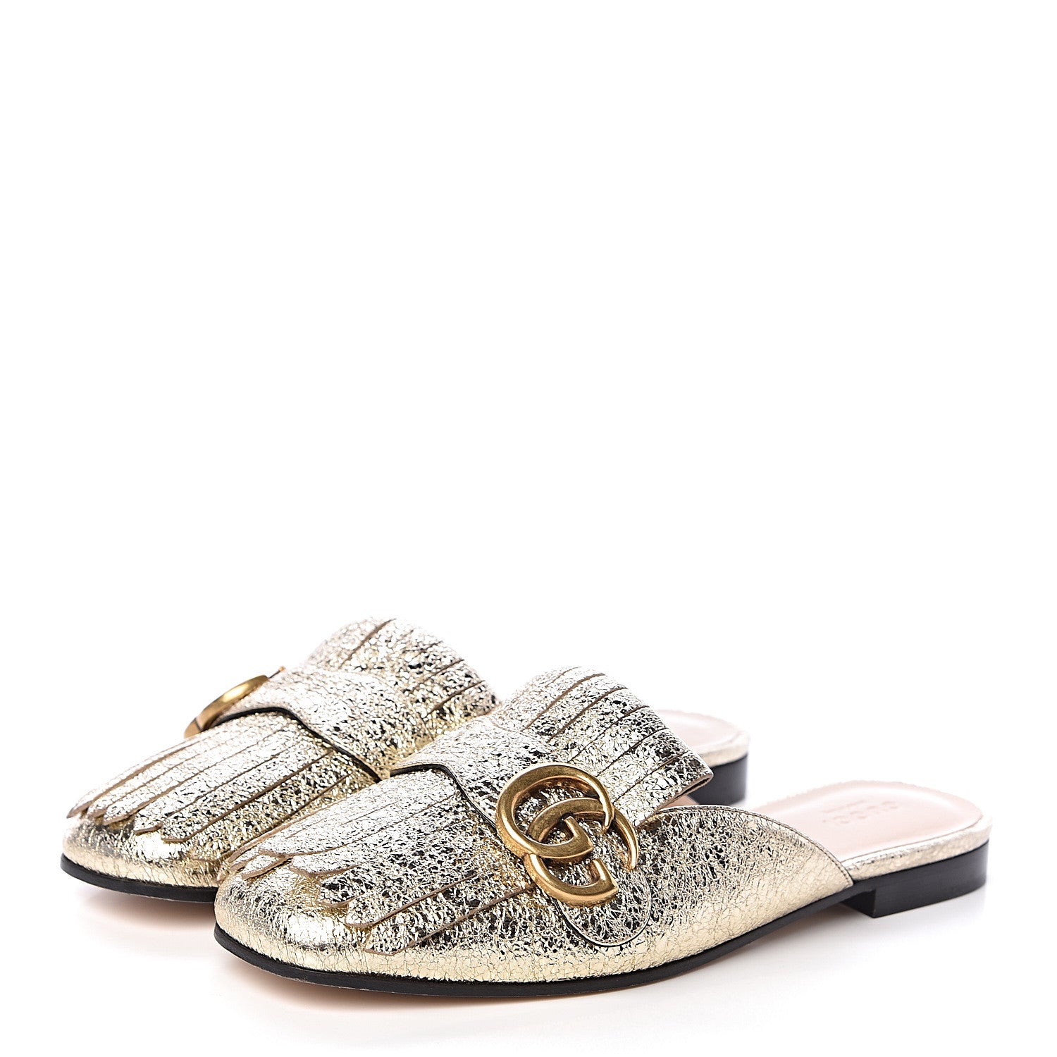 Gucci Galassia Womens GG Marmont Fringe Slippers 36.5 Platino 3 of 8