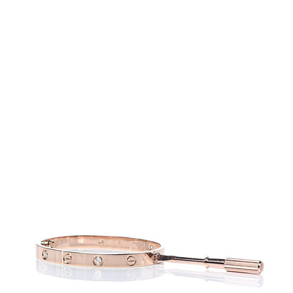 Cartier 18K Pink Gold 4 Diamond LOVE Bracelet 17 6 of 7