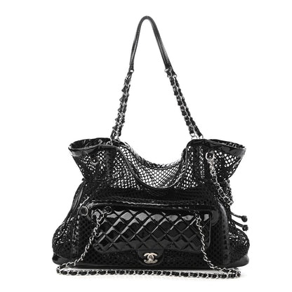 Chanel Patent Net Large La Madrague Tote Black 1 of 10