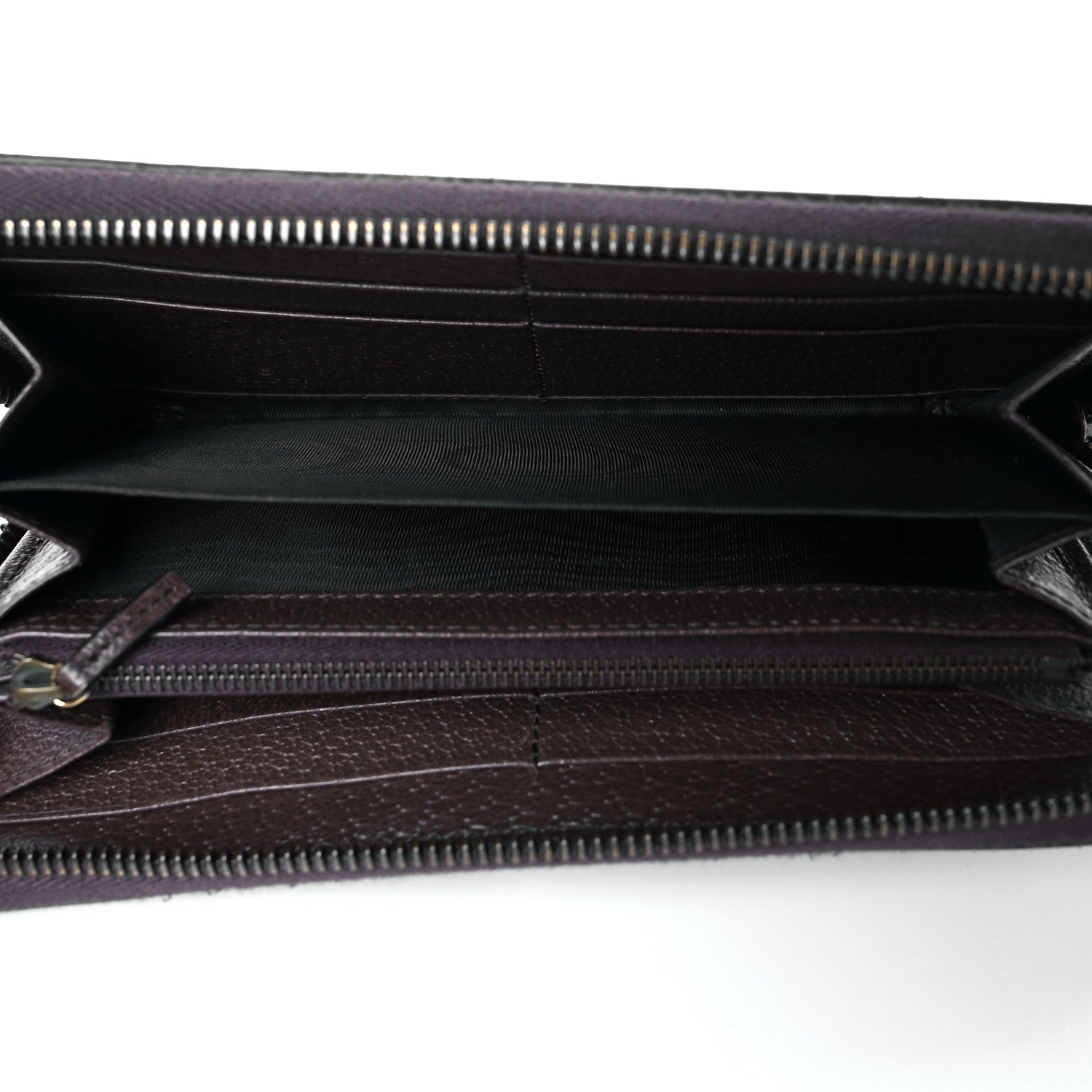 Gucci Monogram Jumbo GG Textured Dollar Calfskin Diana Zip Around Continental Wallet Camel Ebony New Acero 5 of 9