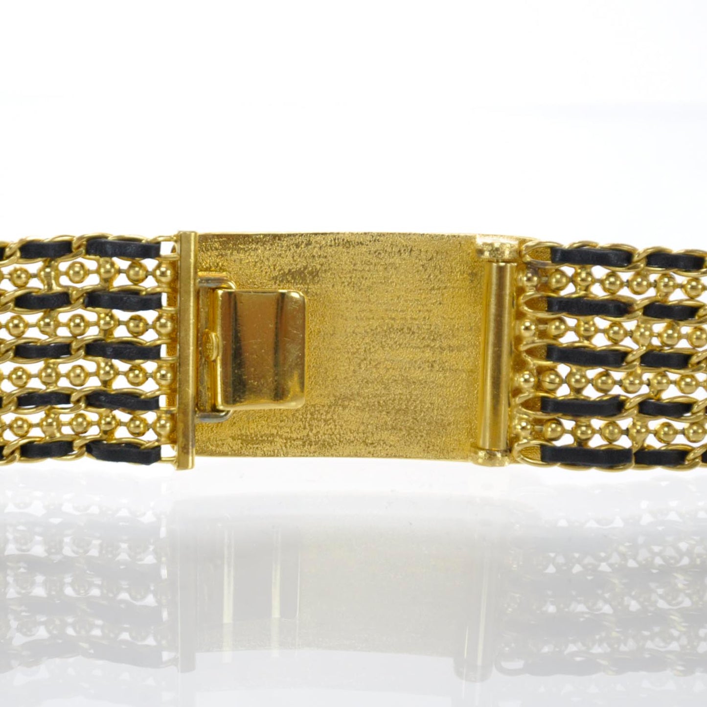 Leather Gold Chain Beaded Belt