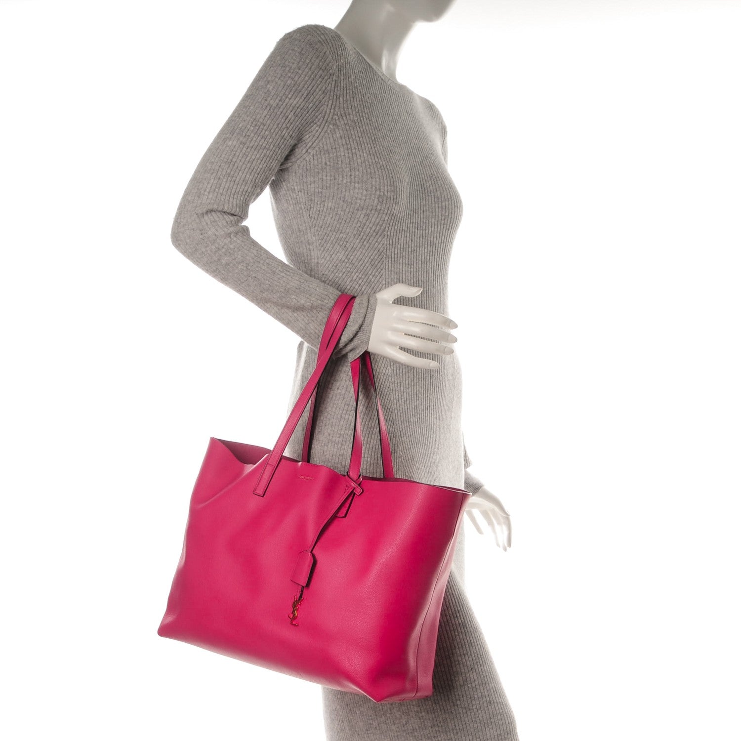 Saint Laurent Calfskin Large Shopping Tote Fuchsia 2 of 8