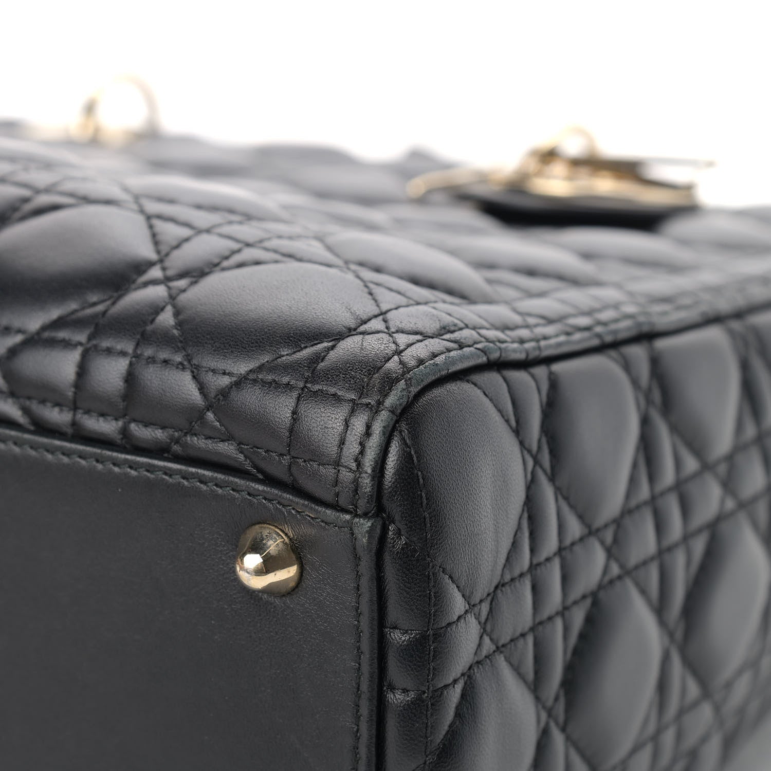Christian Dior Lambskin Cannage Large Lady Dior Black 9 of 20