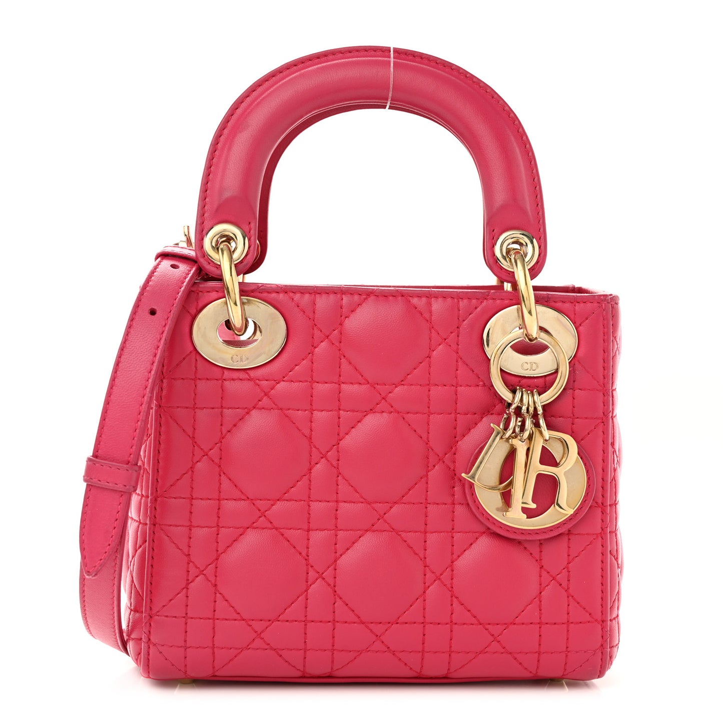 Lambskin Cannage Mini Lady Dior Fuchsia