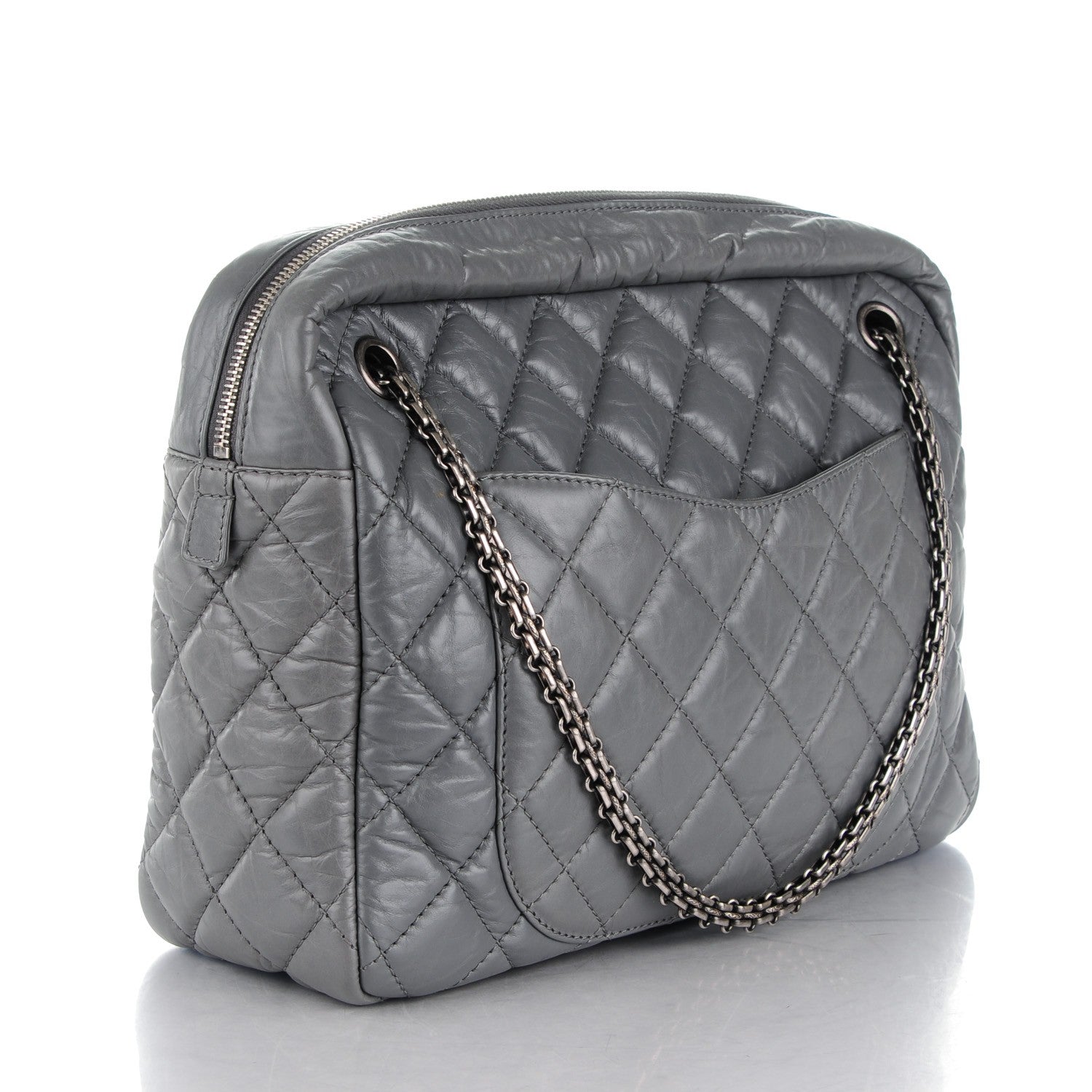 Chanel Aged Calfskin Quilted Large Reissue Camera Case Grey 3 of 7