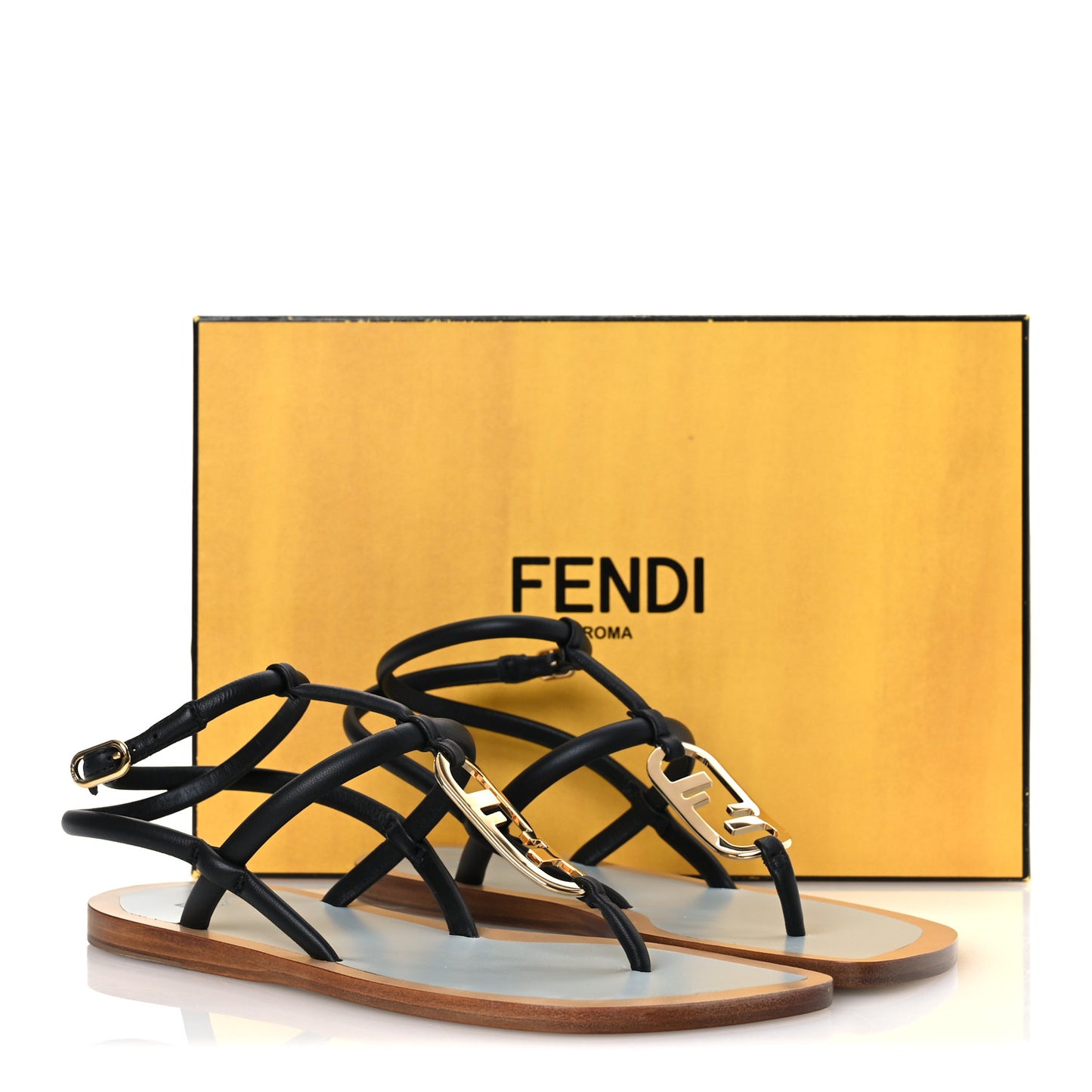 Nappa O’Lock Flat Thong Sandals 37 Black
