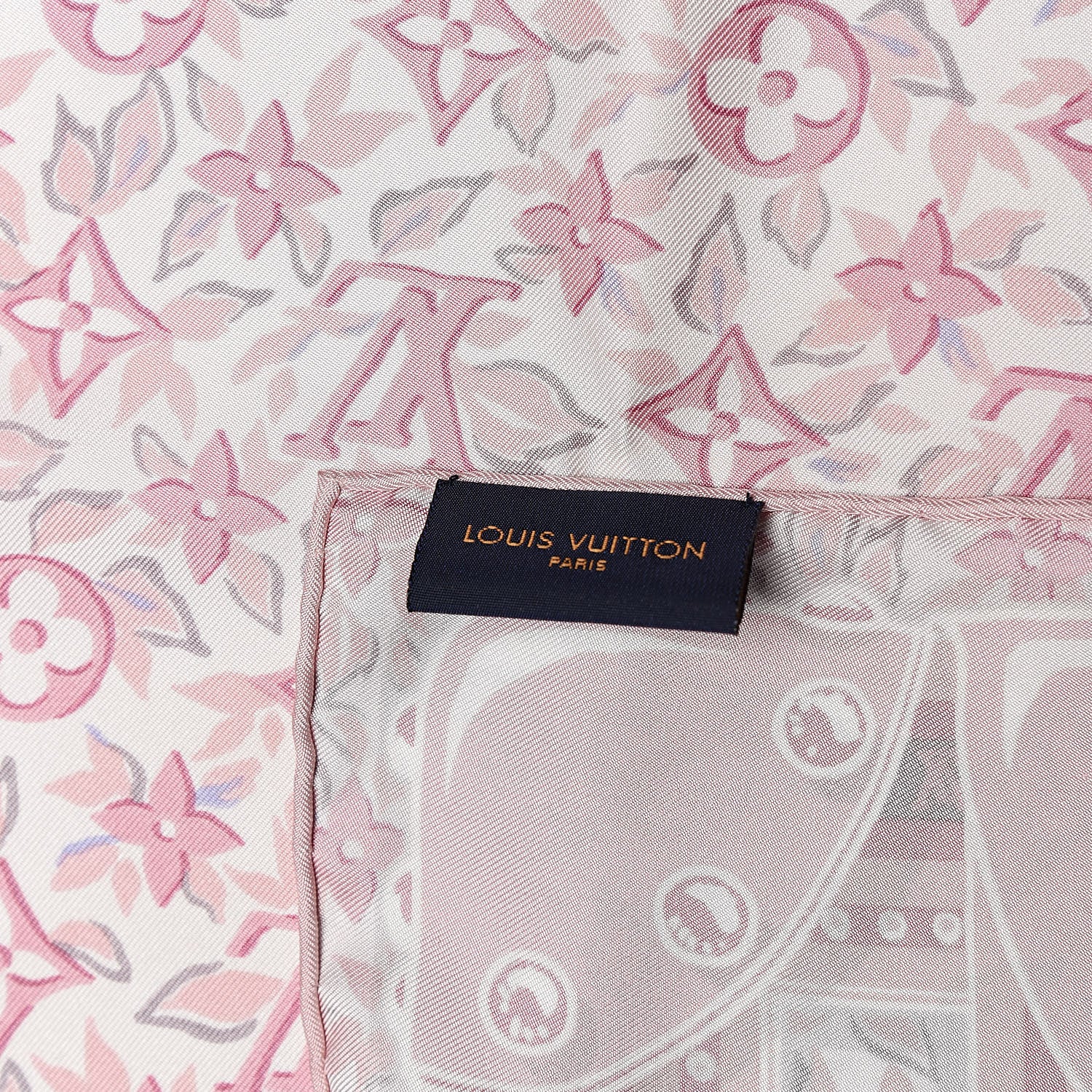 Louis Vuitton Silk Monogram Trunk Floral Print Square Scarf Rose Poudre 5 of 5