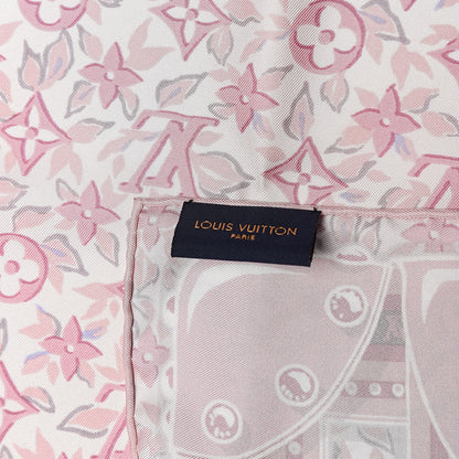 Louis Vuitton Silk Monogram Trunk Floral Print Square Scarf Rose Poudre 5 of 5